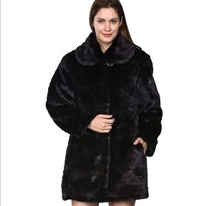 Adelaqueen Faux Fur Strip & Block Style Lapel Coat